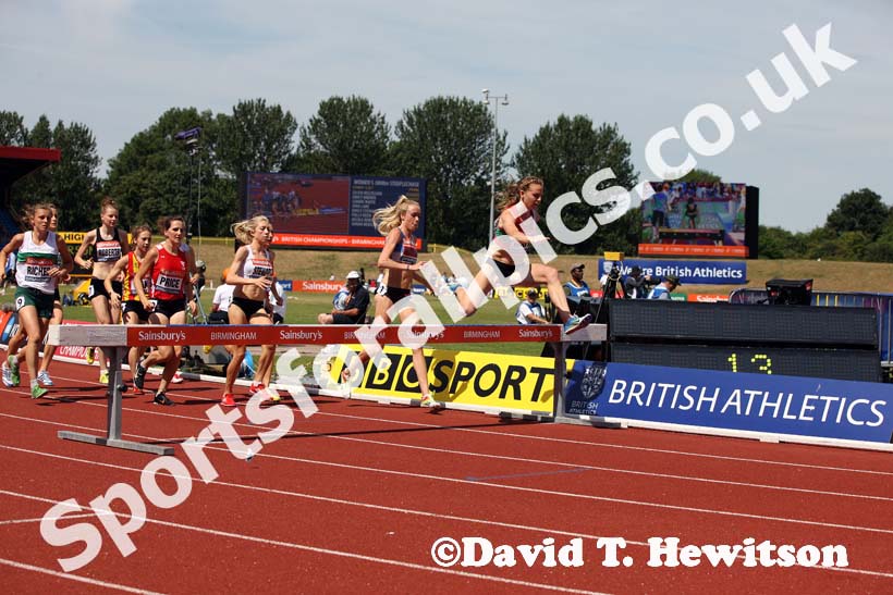 Womens 3000 metres steeplechase at the Sainsbury's British Championships, Birmingham.